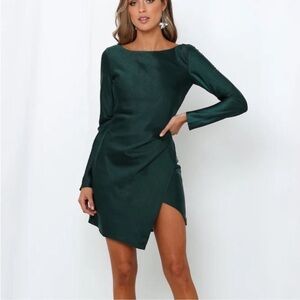 Hello Molly Asymmetrical Dress in Dark Green